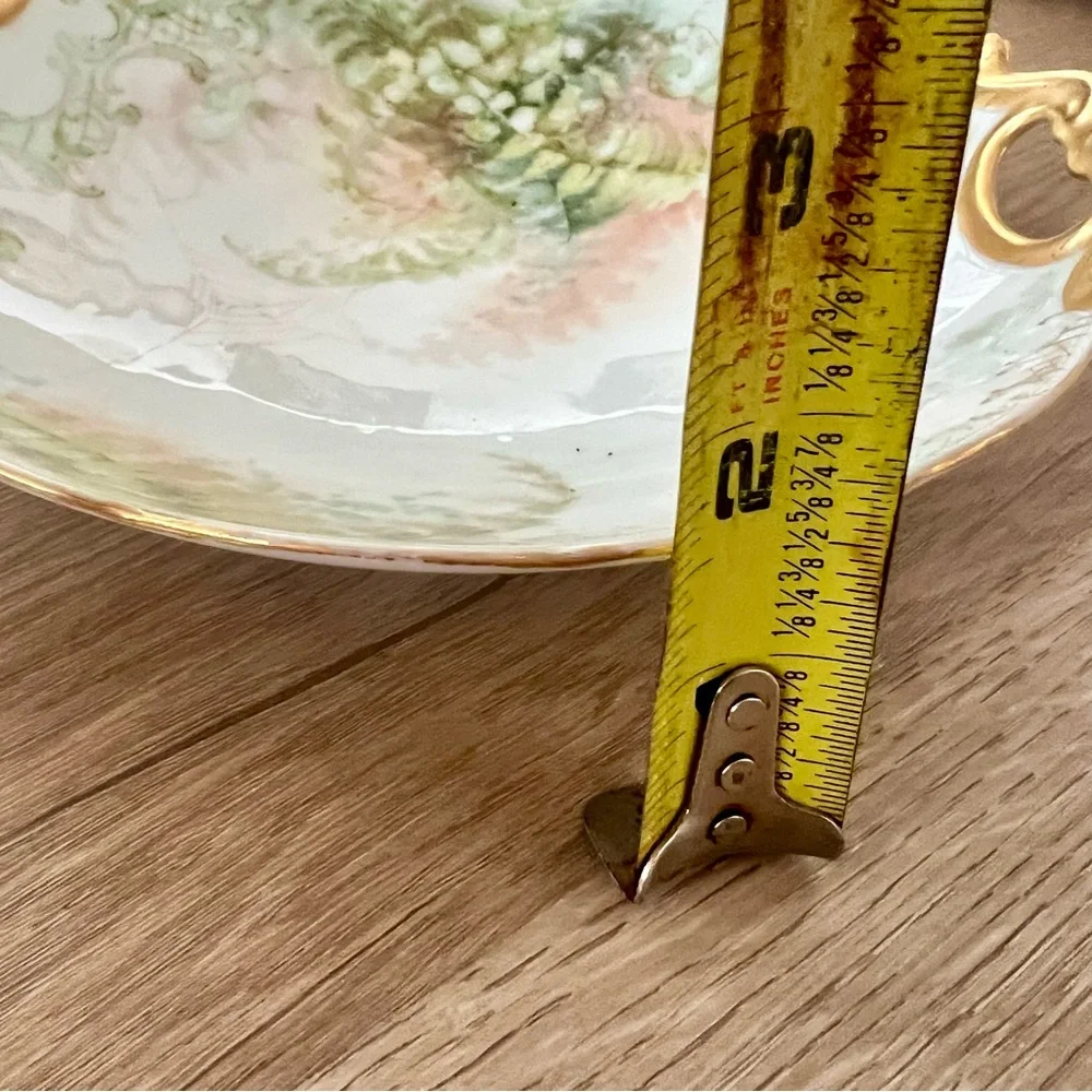 Antique 1891-1900 W.G. & Co. France‎ Hand Painted Leaf Flower Gold Handles Bowl